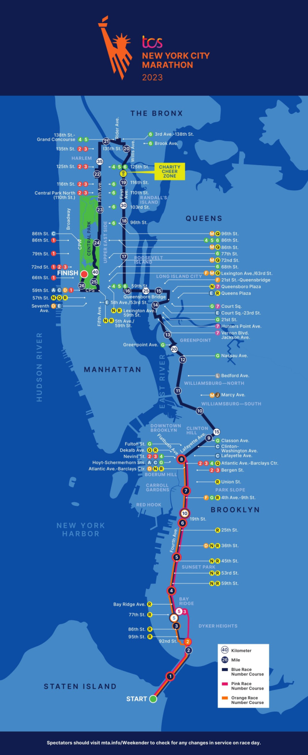 TCS NYC Marathon 2023 Course map